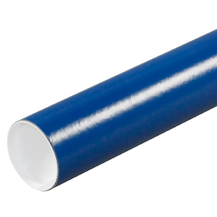 Mailing Tubes with Caps, Round, Blue, 3 x 24", .070" thick