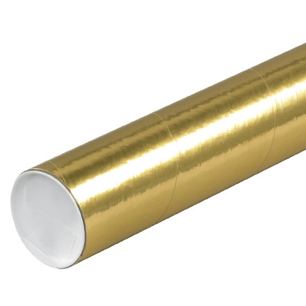 Mailing Tubes with Caps, Round, Gold, 3 x 12", .070" thick