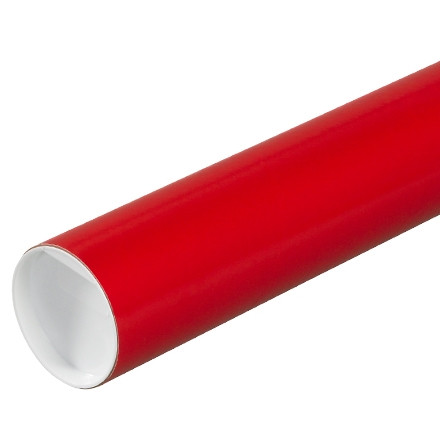 Mailing Tubes with Caps, Round, Red, 3 x 24", .070" thick