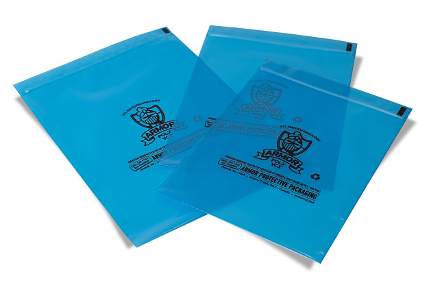 ARMOR POLY® Rust Preventative Zip Bags, 4 Mil, Blue, 18 x 24"
