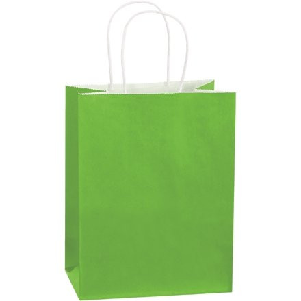 Buttercup Tinted Paper Shopping Bags, 8 x 4 1/2 x 10 1/4", Cub