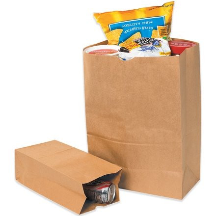 Kraft Paper Grocery Bags, #25 - 8 1/4 x 5 1/4 x 18"