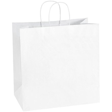 White Paper Shopping Bags, Take Out - 14 1/2 x 9 x 16 1/4"