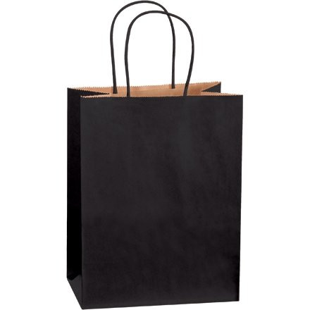 Black Tinted Paper Shopping Bags, 8 x 4 1/2 x 10 1/4", Cub