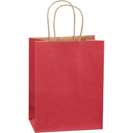 Scarlet Tinted Paper Shopping Bags, 8 x 4 1/2 x 10 1/4", Cub