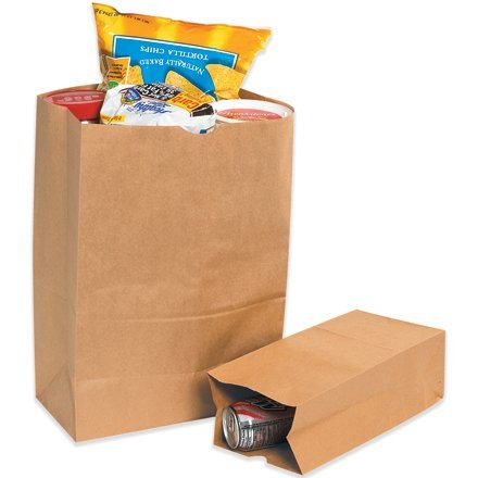 Kraft Paper Grocery Bags, #5 - 5 1/4 x 3 7/16 x 10 15/16"