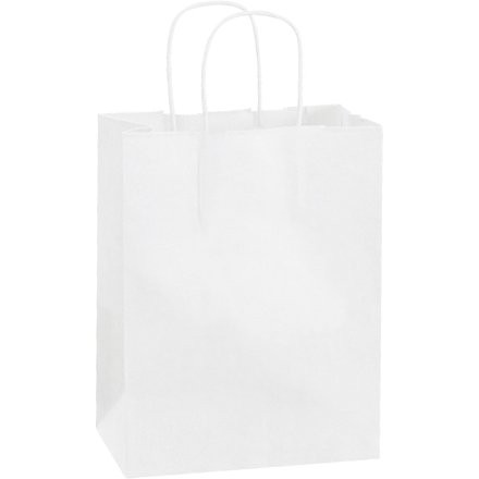 White Paper Shopping Bags, Cub - 8 x 4 1/2 x 10 1/4"