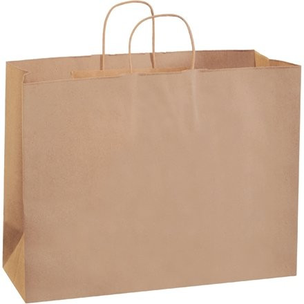 Kraft Paper Shopping Bags, Vogue - 16 x 6 x 12"