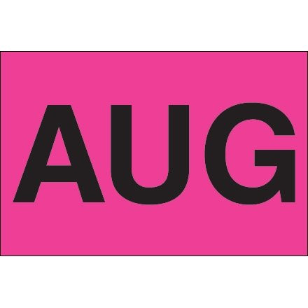 Fluorescent Pink "AUG" Inventory Labels, 2" x 3"