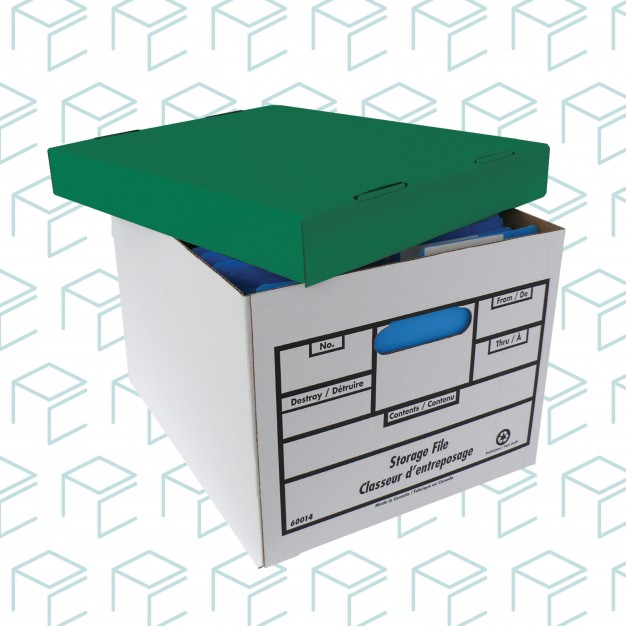 Quick Setup Storage File Box Green Lid -  12 Pack 