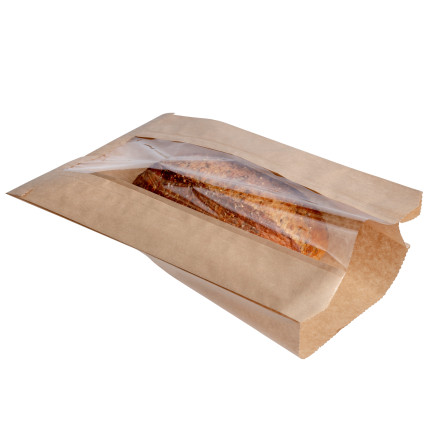 Natural Kraft Round Loaf Window Bags - 8 1/2 x 4 1/2 x 14"