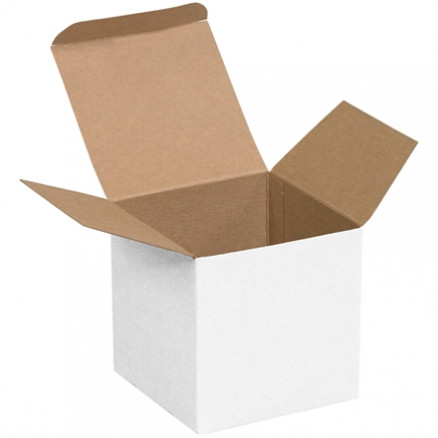 Chipboard Boxes, Folding Cartons, Reverse Tuck, 4 x 4 x 4", White