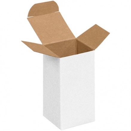 Chipboard Boxes, Folding Cartons, Reverse Tuck, 2 x 2 x 4", White