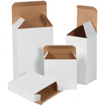 Chipboard Boxes, Folding Cartons, Reverse Tuck, 3 x 3 x 6", White