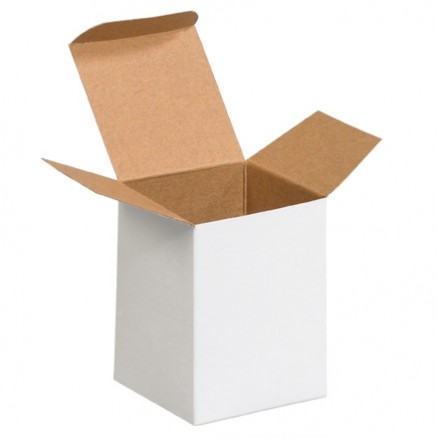 Chipboard Boxes, Folding Cartons, Reverse Tuck, 3 x 3 x 4", White
