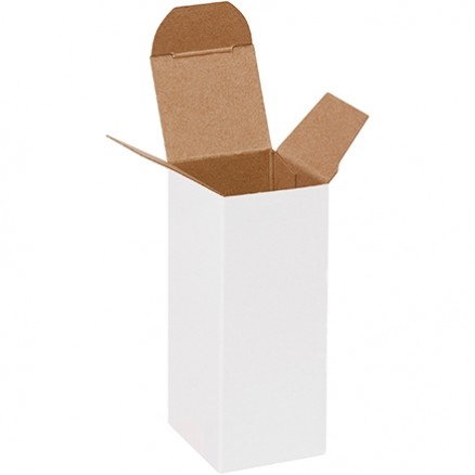 Chipboard Boxes, Folding Cartons, Reverse Tuck, 1 1/2 x 1 1/2 x 4", White