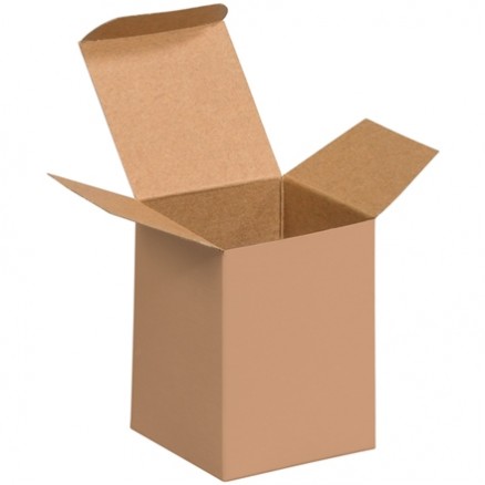 Chipboard Boxes, Folding Cartons, Reverse Tuck, 3 x 3 x 4", Kraft