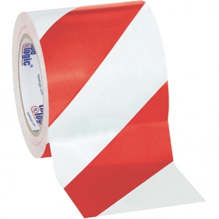 Red/White Striped Vinyl Tape, 4" x 36 yds., 7 Mil Thick
