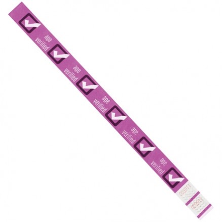 Purple "Age Verified" Tyvek® Wristbands, 3/4 x 10"