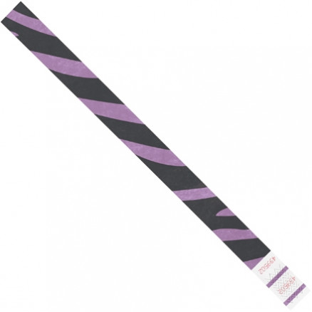 Purple Zebra Stripe Tyvek® Wristbands, 3/4 x 10"