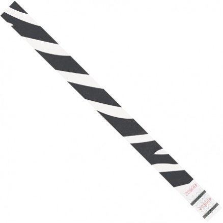 White Zebra Stripe Tyvek® Wristbands, 3/4 x 10"