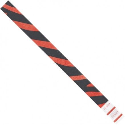 Red Zebra Stripe Tyvek® Wristbands, 3/4 x 10"