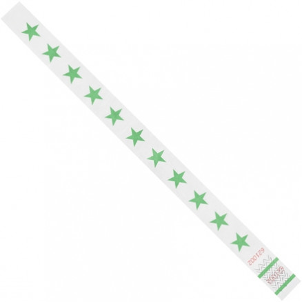 Green Stars Tyvek® Wristbands, 3/4 x 10"