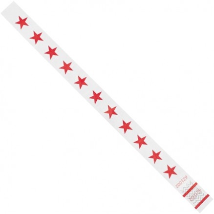 Red Stars Tyvek® Wristbands, 3/4 x 10"