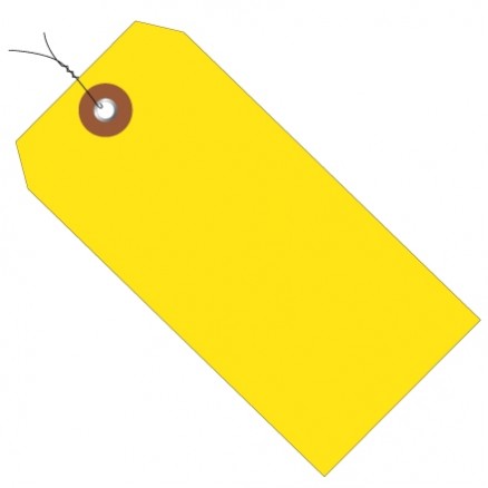 Pre-Wired Yellow Plastic Tags #5 - 4 3/4 x 2 3/8"