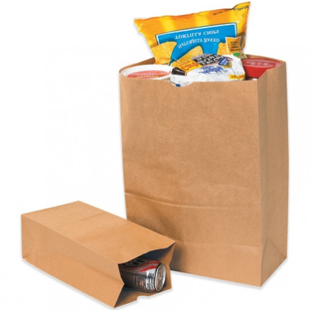 Kraft Paper Grocery Bags, #2 - 4 5/16 x 2 7/16 x 7 7/8"