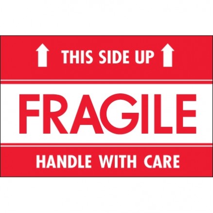 " Fragile - This Side Up - Hwc" Labels, 2 x 3"