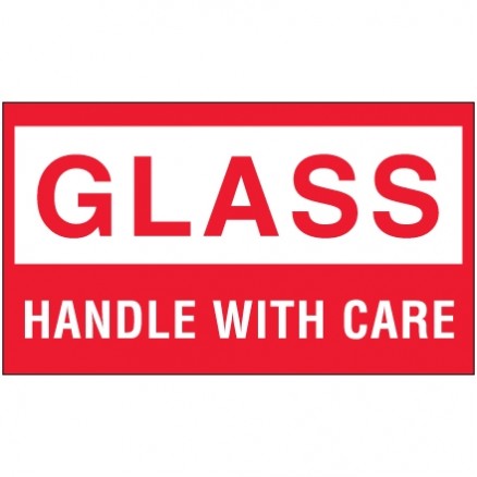 " Glass - Handle With Care" Labels, 3 x 5"