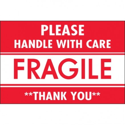 " Please Handle With Care / Fragile / Thank You" Labels, 2 x 3"