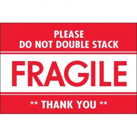 " Fragile - Do Not Double Stack" Labels, 2 x 3"