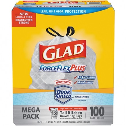 Glad® ForceFlex Trash Bags, 13 Gallon, White