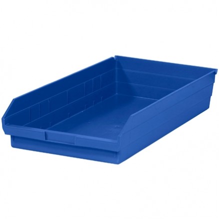 Plastic Shelf Bins, Blue, 23 5/8 x 11 1/8 x 4"