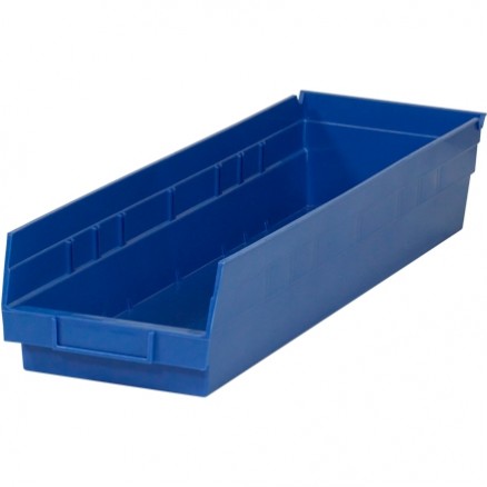 Plastic Shelf Bins, Blue, 23 5/8 x 6 5/8 x 4"