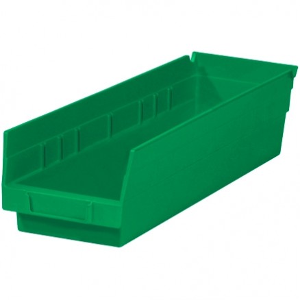 Plastic Shelf Bins, Green, 17 7/8 x 4 1/8 x 4"