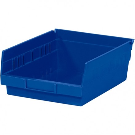 Plastic Shelf Bins, Blue, 11 5/8 x 11 1/8 x 4"