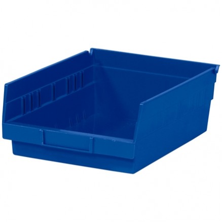 Plastic Shelf Bins, Blue, 11 5/8 x 8 3/8 x 4"