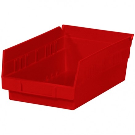 Plastic Shelf Bins, Red, 11 5/8 x 6 5/8 x 4"