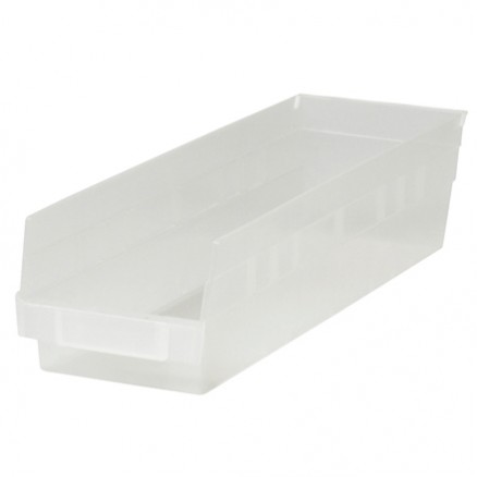 Plastic Shelf Bins, Clear, 17 7/8 x 4 1/8 x 4"