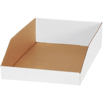 White Corrugated Bin Boxes, 12 x 18 x 4 1/2"