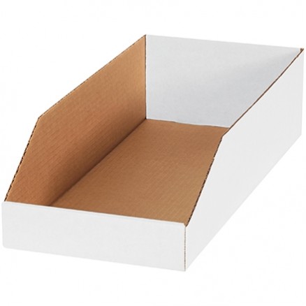 White Corrugated Bin Boxes, 8 x 18 x 4 1/2"