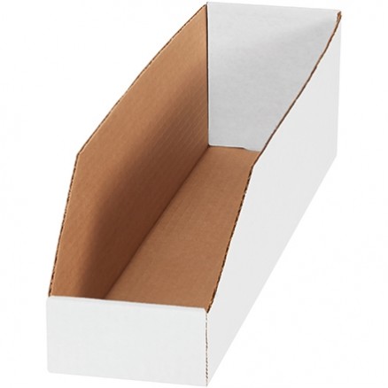 White Corrugated Bin Boxes, 4 x 18 x 4 1/2"
