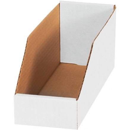 White Corrugated Bin Boxes, 4 x 12 x 4 1/2"