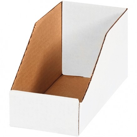 White Corrugated Bin Boxes, 4 x 9 x 4 1/2"