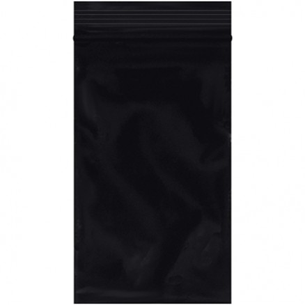 Reclosable Poly Bags, 3 x 5", 2 Mil, Black