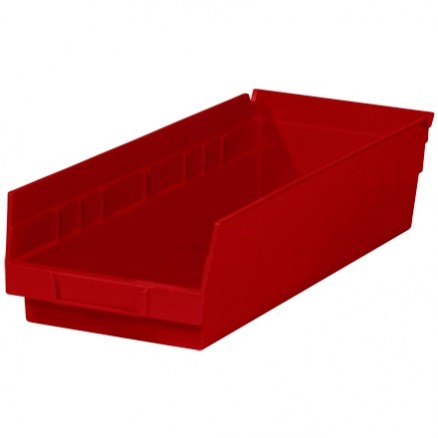 Plastic Shelf Bins, Red, 17 7/8 x 6 5/8 x 4"