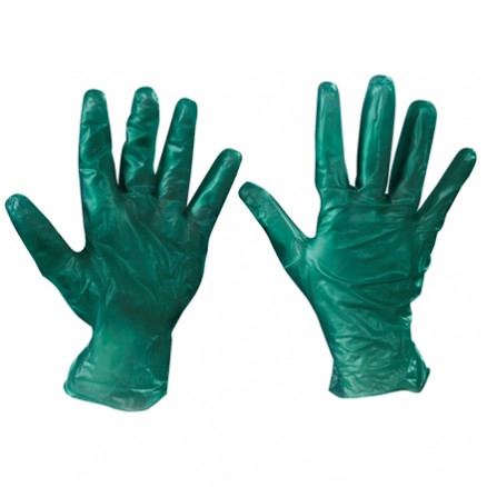 Powdered Vinyl Gloves - Green - 6.5 Mil - Small